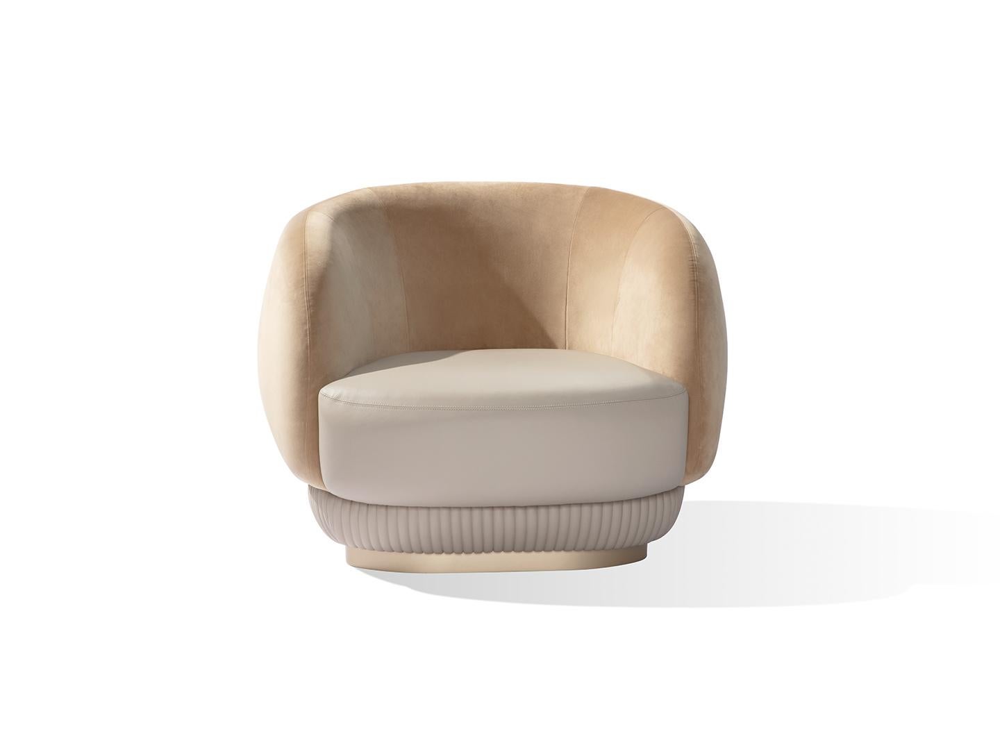 Leather 21st Century Carpanese Home Italia Upholstered Armchair Modern, Moon For Sale