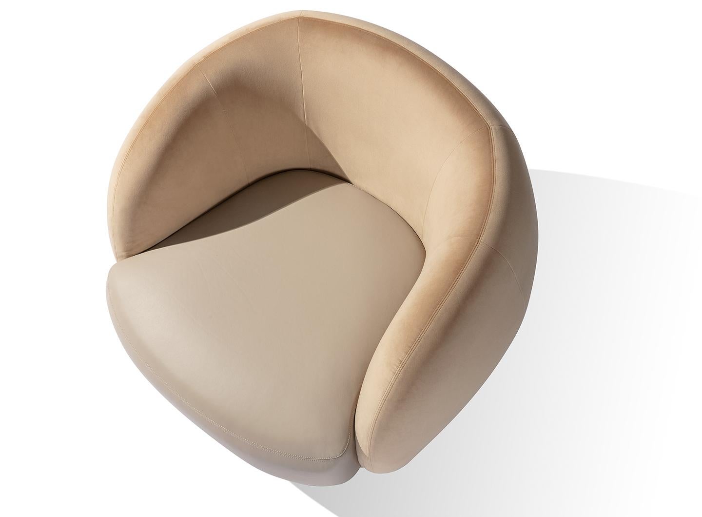 21st Century Carpanese Home Italia Upholstered Armchair Modern, Moon For Sale 1