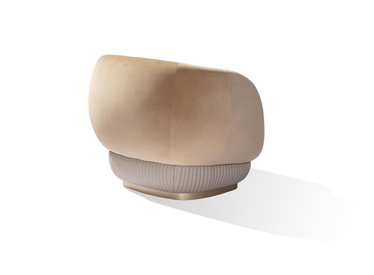 21st Century Carpanese Home Italia Upholstered Armchair Modern, Moon For Sale 3