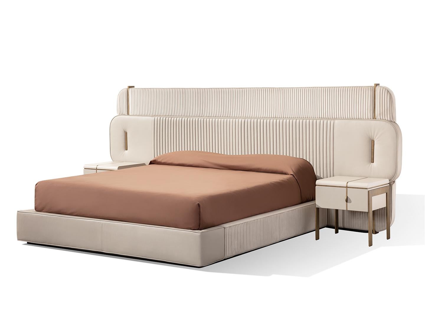 21st Century Carpanese Home Italia Upholstered Bed Modern, Papillon XL For Sale 2