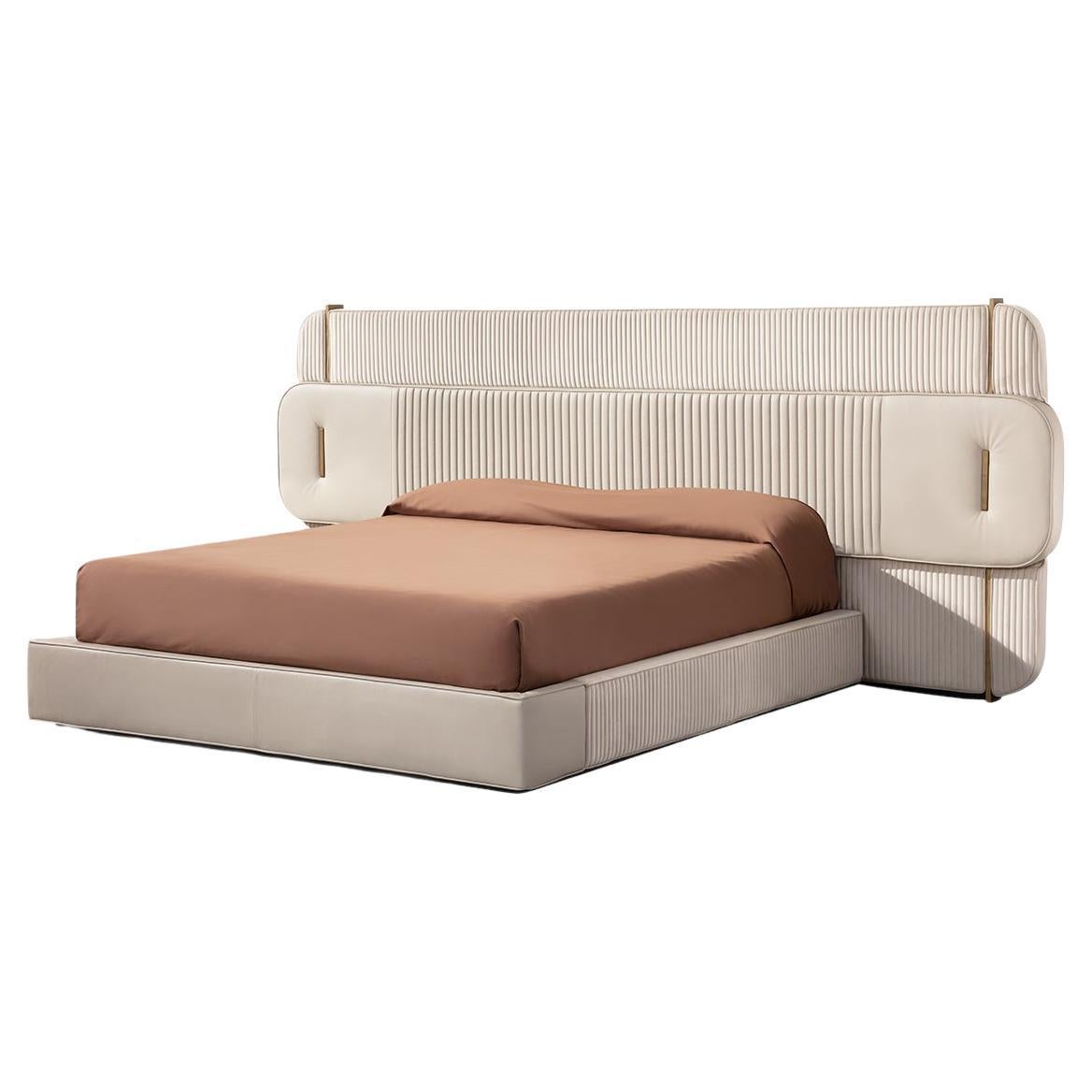 21st Century Carpanese Home Italia Upholstered Bed Modern, Papillon XL For Sale