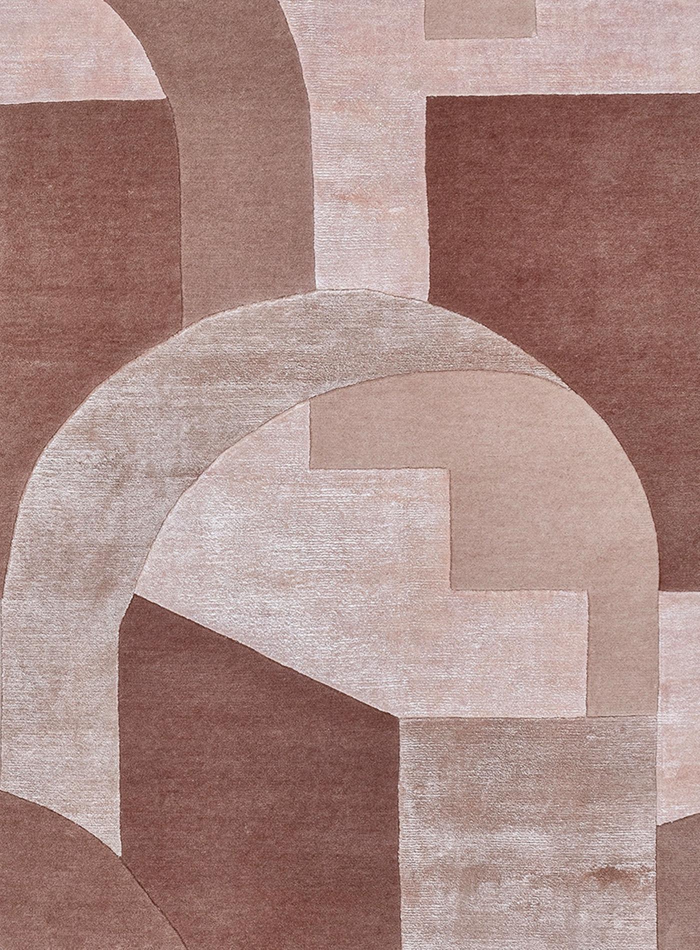 The Chirico rug is a graphic manifestation of classical architecture reinterpreted through a contemporary surrealist lens. Applying signature elements of my work into a complex and unworldly space, inspired by the buildings of Ricardo Bofill, Xavier