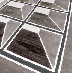 21st Century Carpet Rug Enigma in Himalayan Wool and Silk Gray, Black