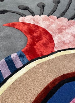 21st Century Carpet Rug Floralia Yard Vol II Wool and Silk, Blue, Purple, Beige