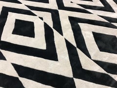21st Century Carpet Rug Frantik in Himalayan Wool and Silk, Black, White