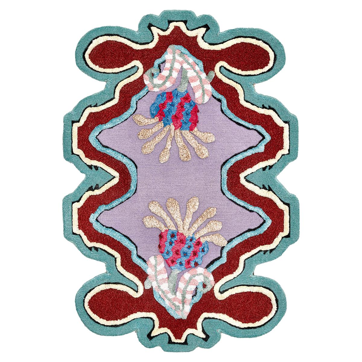 21st Century Carpet Rug Multifarious Garden  Wool and Silk, Purple, Blue, Pink