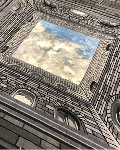 21st Century Carpet Rug Sottosopra II in Himalayan Wool and Silk, Blue, Grey