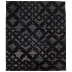 21st Century Carpet Rug Stardust in Himalayan Wool and Silk Black, Grey