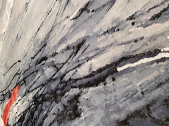 21st Century Carpet Rug the Cloud in Himalayan Wool and Silk Grey, Black, Red