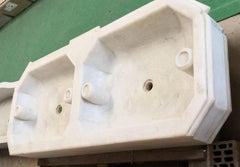 21st Century Carrara Marble Double Sink Basin