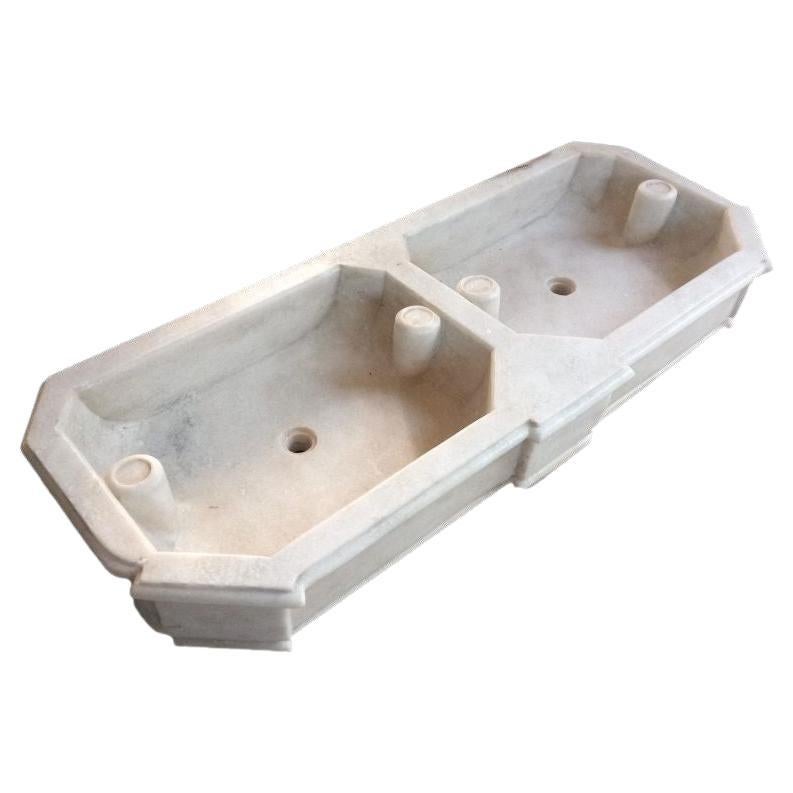 Carrara Marble Double Kitchen Sink Basin For Sale