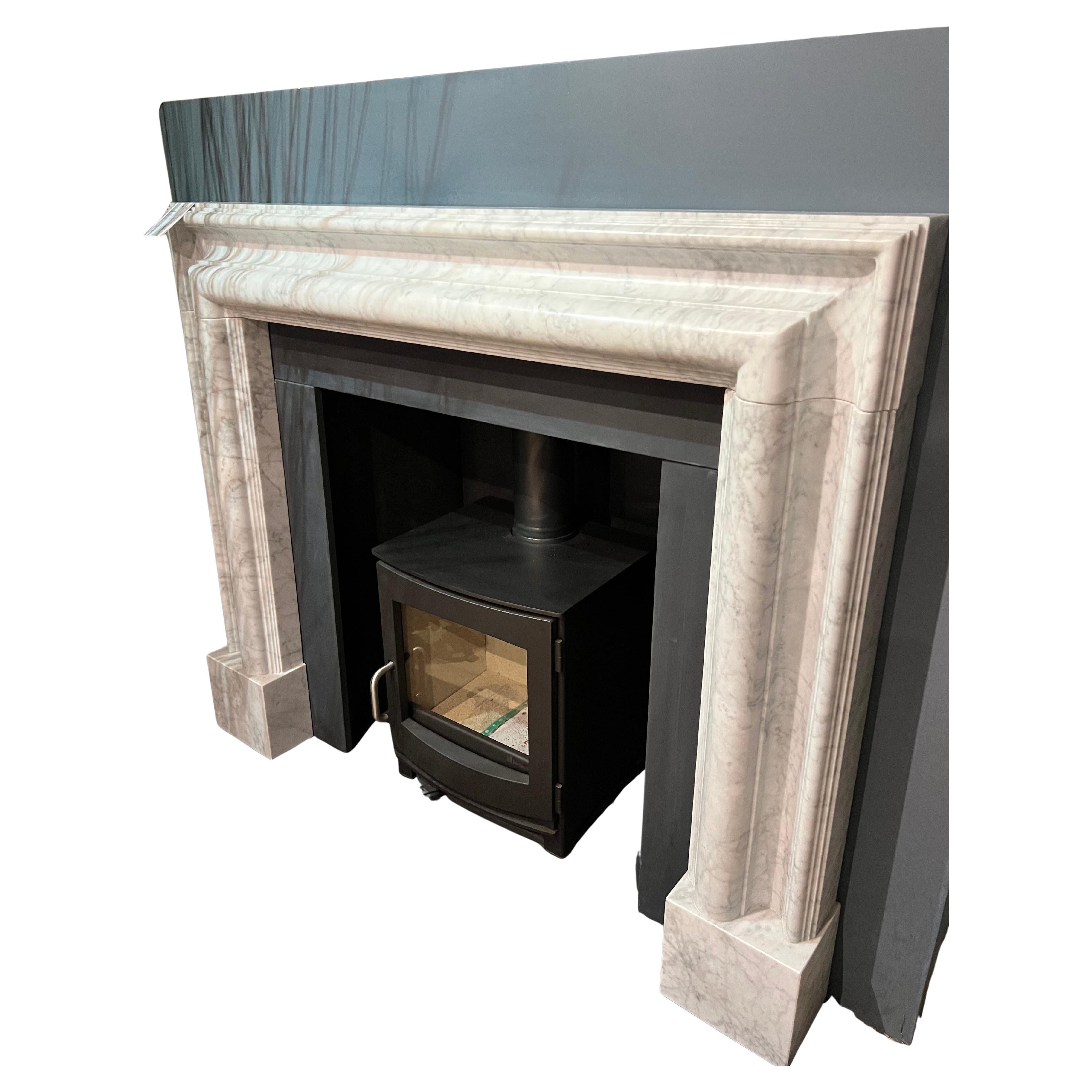21st Century Carrara Marble Fireplace Surround For Sale