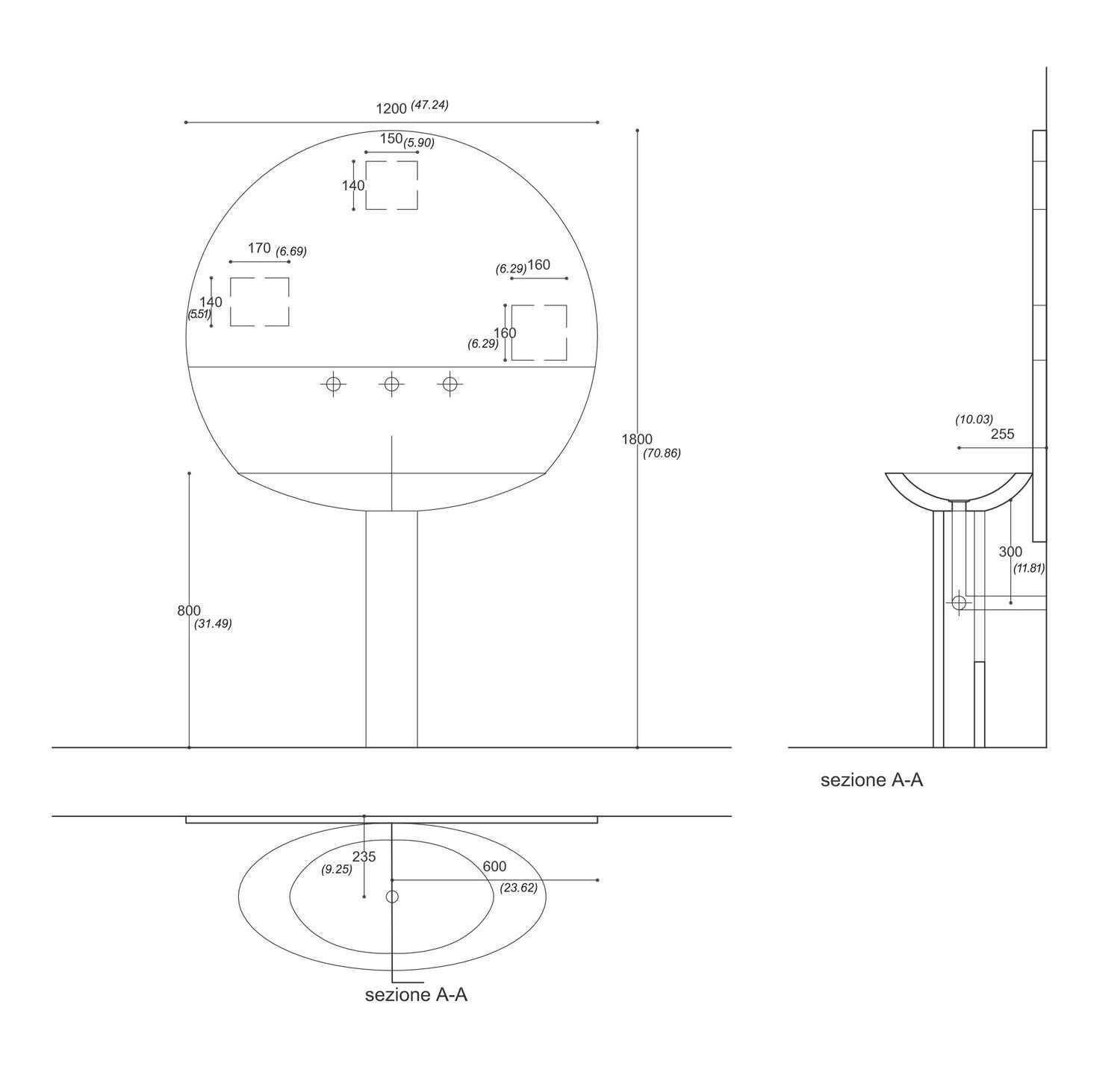Lavabo de mármol blanco de Carrara del siglo XXI con espejo by Arch. Matteo Thun Moderno en venta