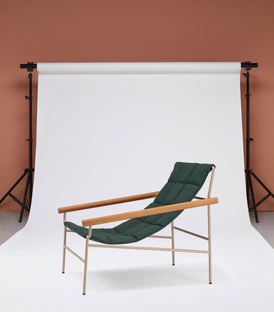 21st Century Carrés Dark Green Fabric Armchair, Indoor, Outdoor, Metal For Sale 3