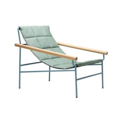 21st Century Carrés Olive Green Fabric Armchair, Indoor , Outdoor, Metal