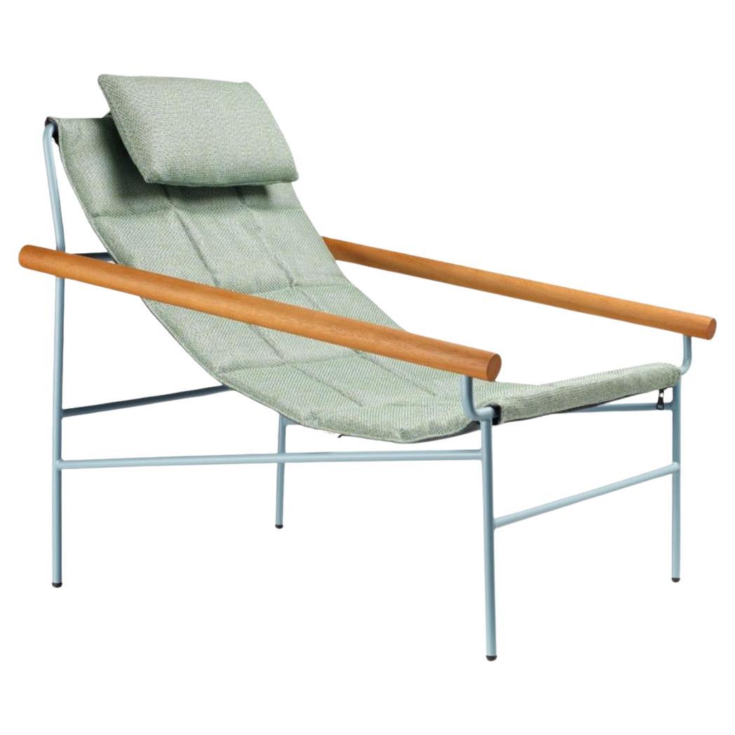 21st Century Carrés Olive Green Fabric Armchair, Indoor , Outdoor, Metal For Sale