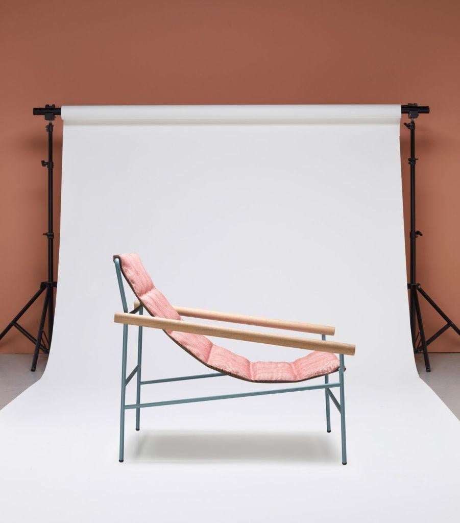 21st Century Carrés Pink Fabric Armchair Indoor Outdoor Metal For Sale 6