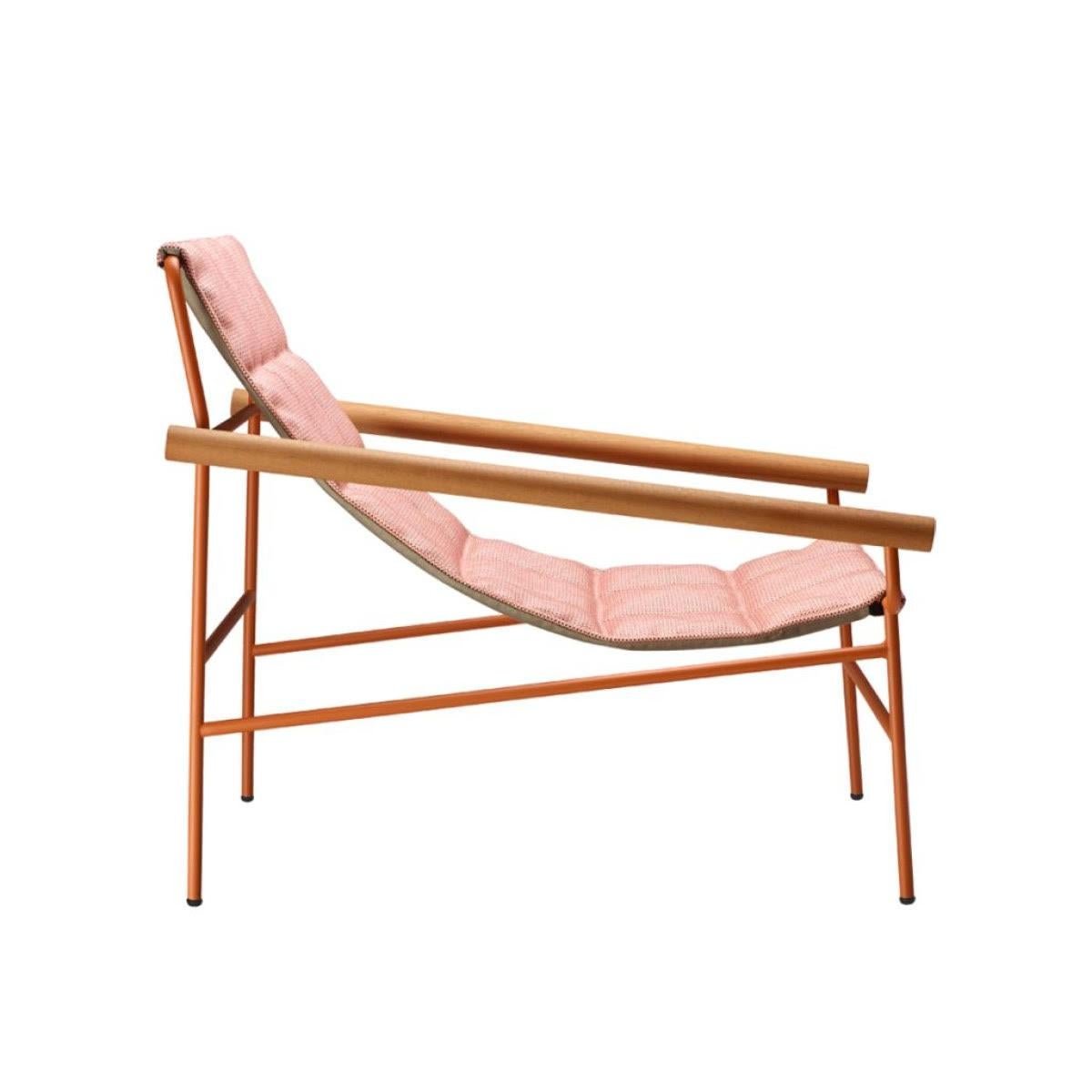 Modern 21st Century Carrés Pink Fabric Armchair Indoor Outdoor Metal For Sale