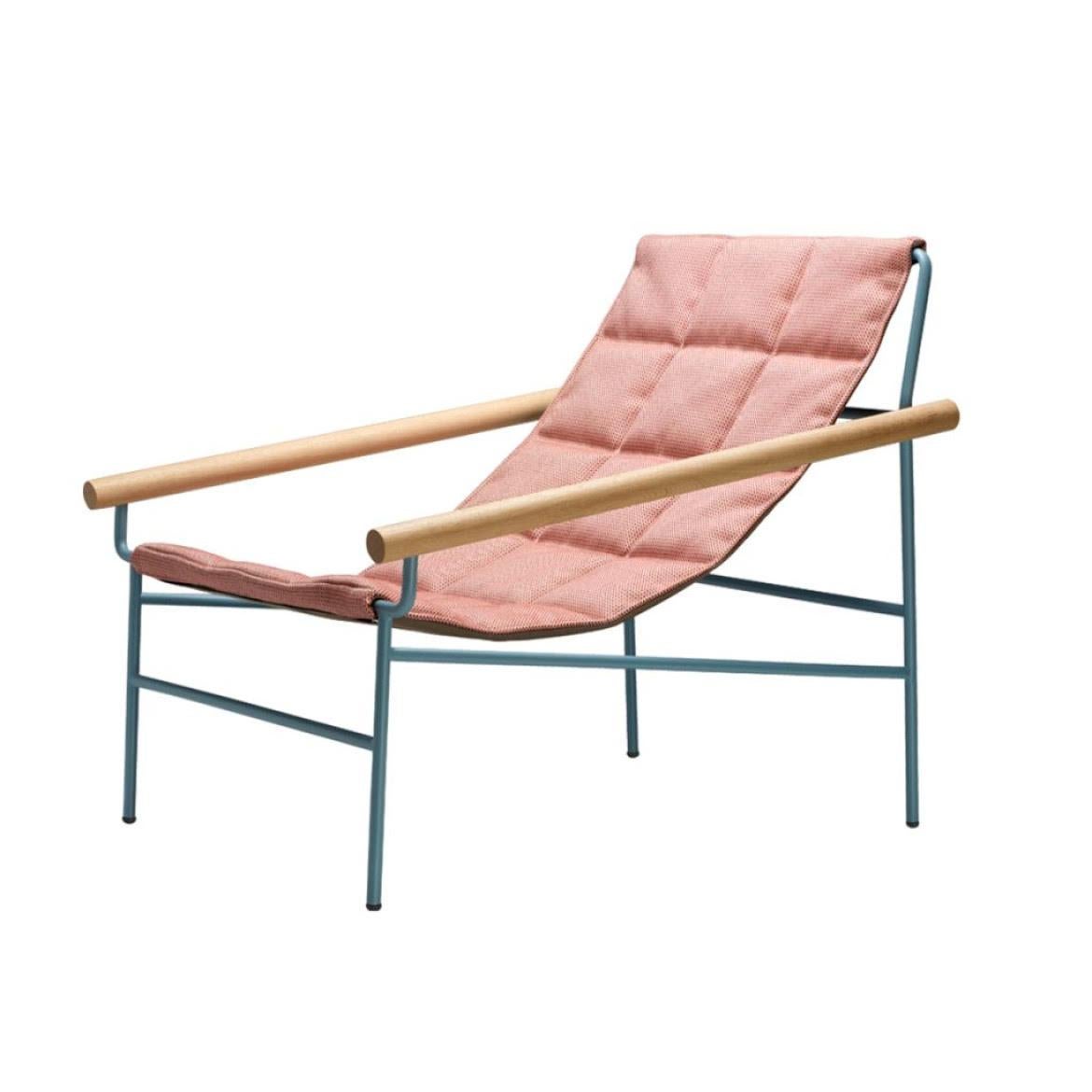 21st Century Carrés Rosa Stoff Sessel Indoor Outdoor Metall (Französisch) im Angebot