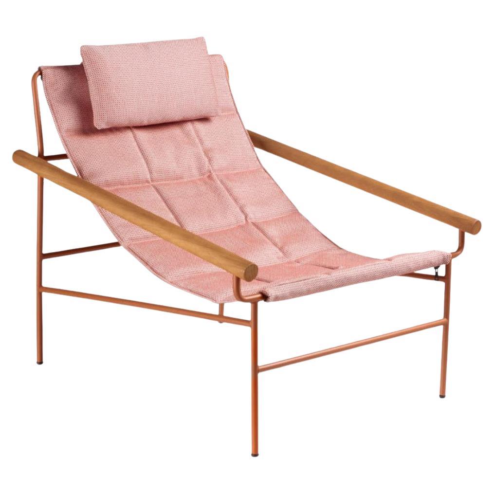 21ème siècle Carrés Fauteuil en tissu rose Indoor Outdoor Métal