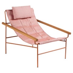 21st Century Carrés Pink Fabric Armchair Indoor Outdoor Metal