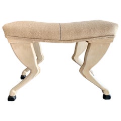 21st Century Carved and Hand Painted Upholstered Benche