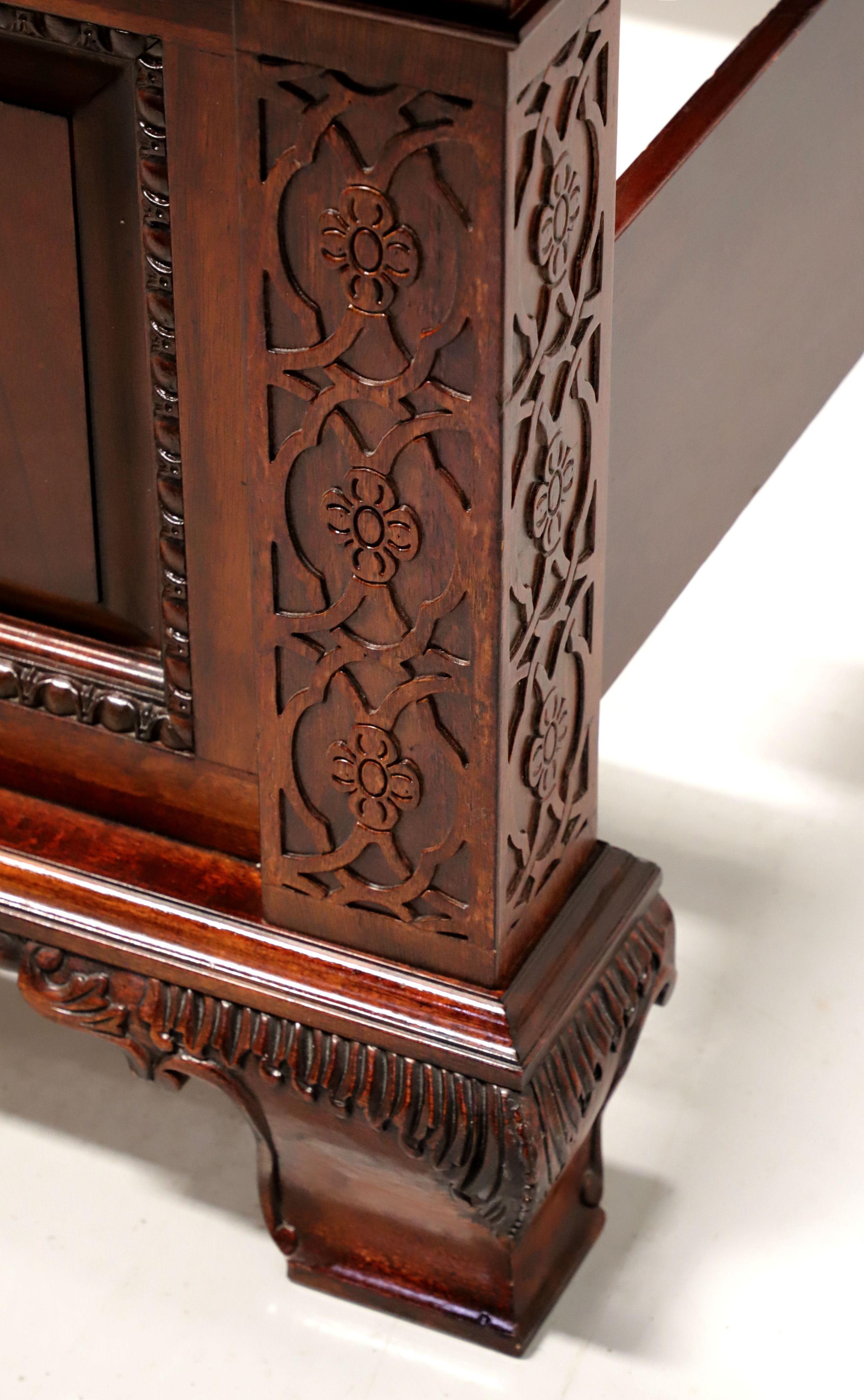 21st Century Carved Mahogany Traditional King Panel Bed 2