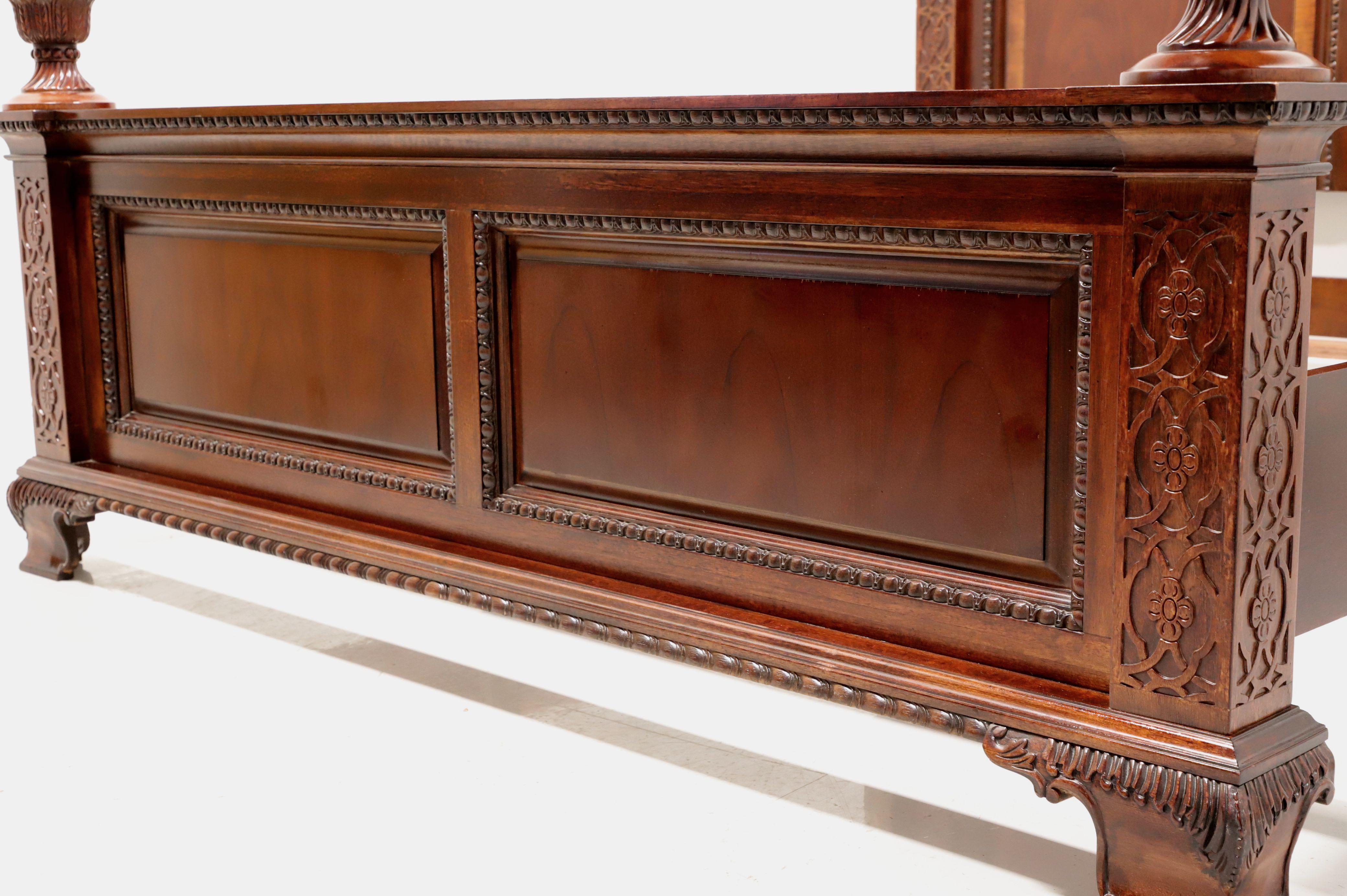Victorian 21st Century Carved Mahogany Traditional King Panel Bed