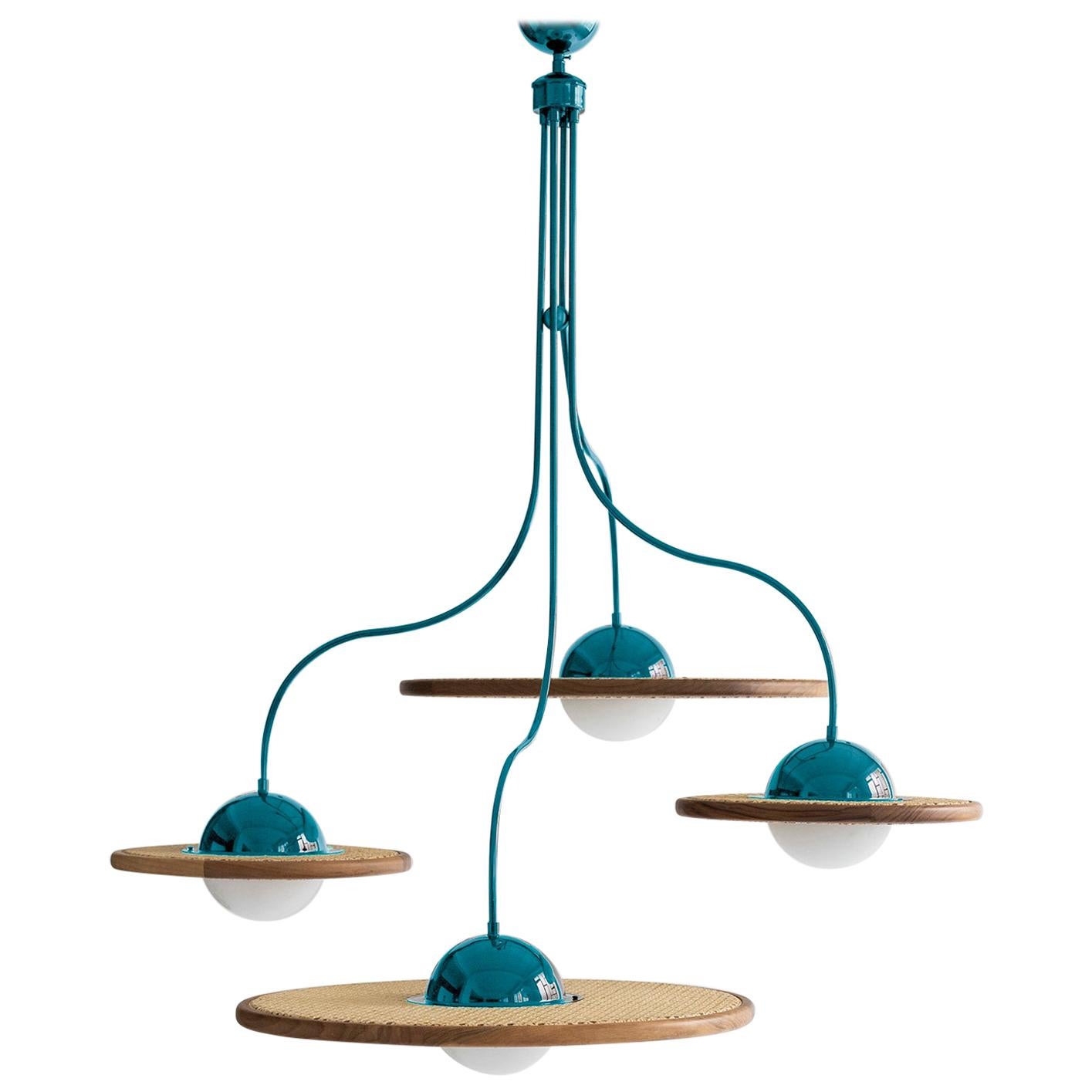 21st Century Cassini Glass Chandelier with Cane, Aqua