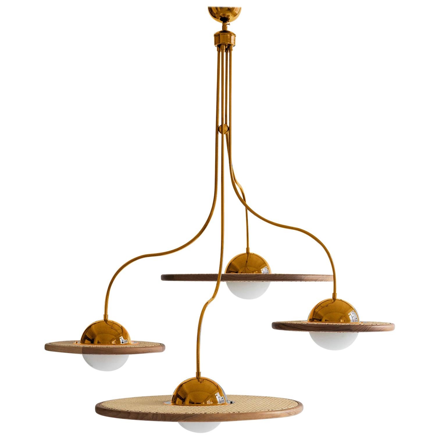 21st Century Cassini Glass Chandelier with Cane, Copper For Sale