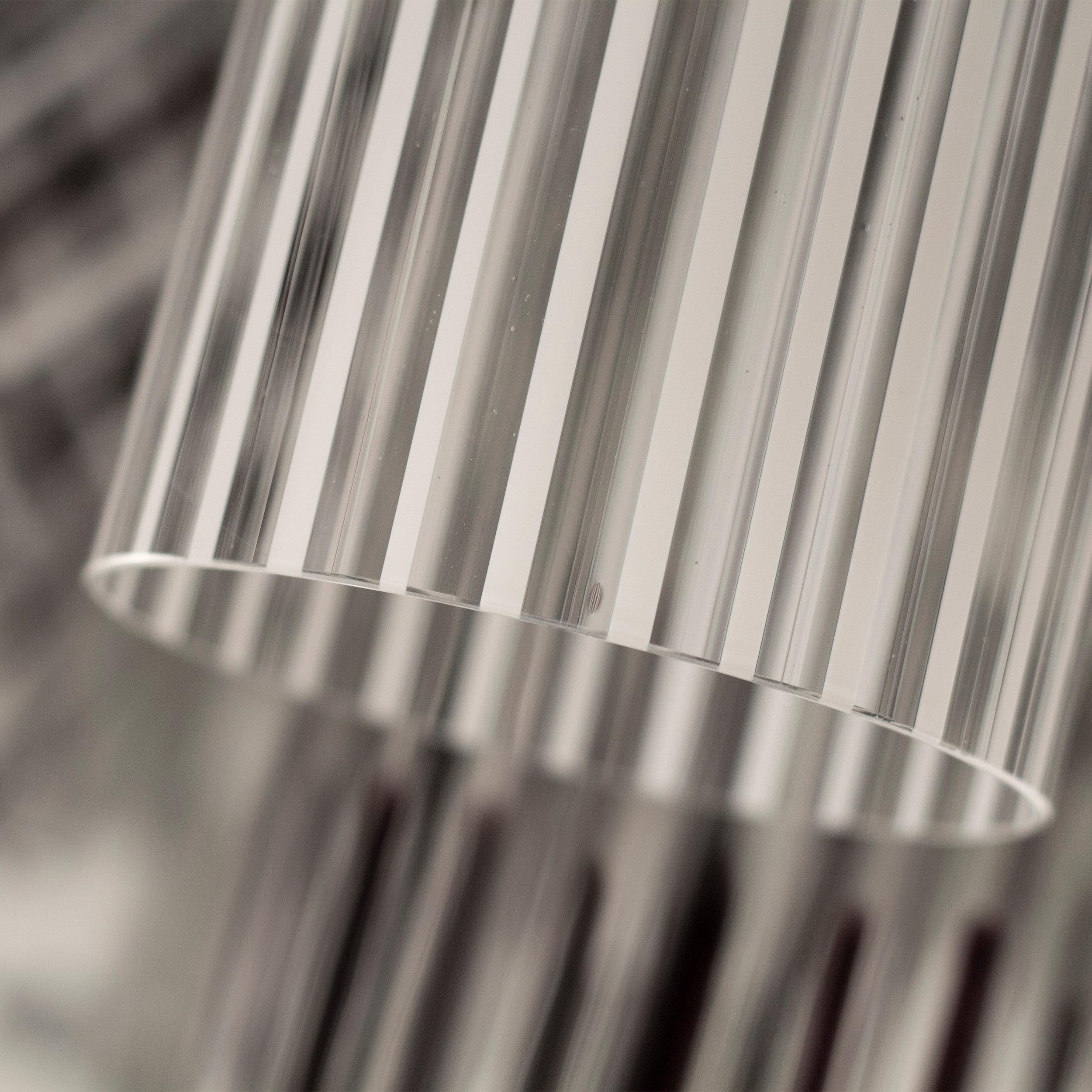 XXI secolo e contemporaneo Lampada da soffitto del 21° secolo 38 luci Nero, Bianco, Vetro di Murano trasparente, Multiforme in vendita