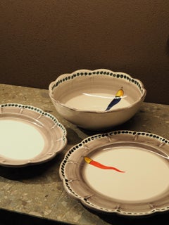 21st Century Ceramic Plates and Bowl salad Serving Made in Italy Vietri Ceramic