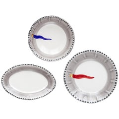 Assiettes en céramique du 21e siècle et service à salade en céramique Vietri fabriqué en Italie