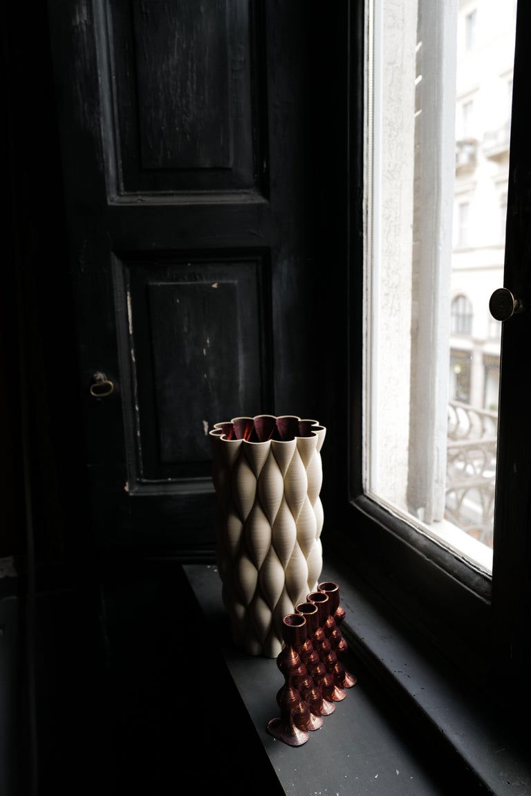 Modern 21st Century Ceramic New Delhi Vase Hand Painted Glazed Faience, Italy For Sale
