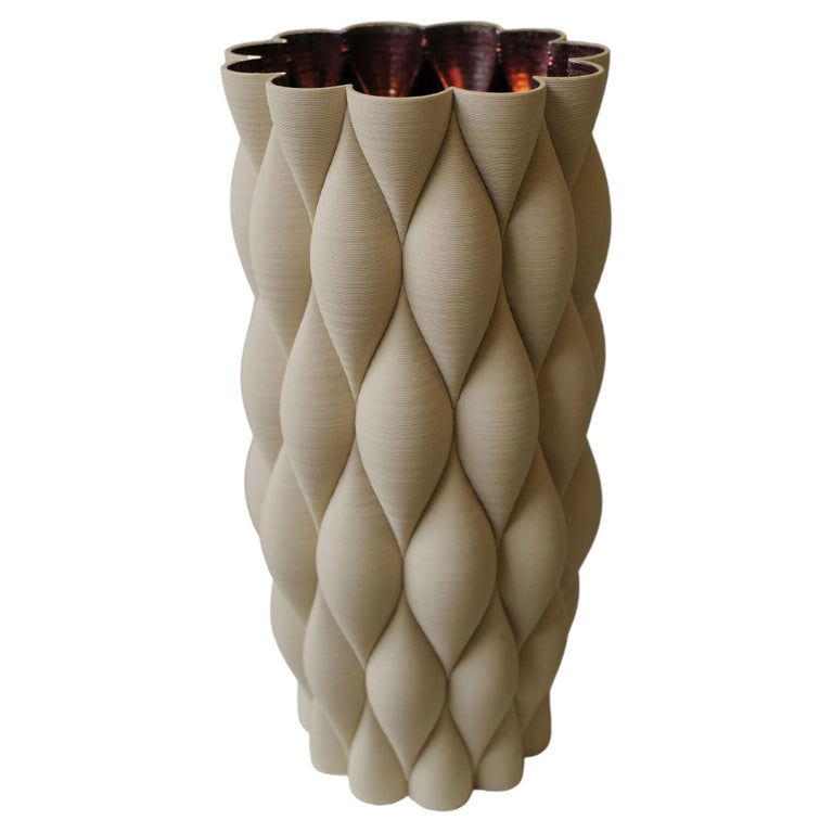 21st Century Ceramic New Delhi Vase Hand Painted Glazed Faience, Italy For Sale