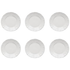 Ensemble de 6 assiettes plates Vietri en céramique blanche du 21e siècle, fabriquées à la main en Italie 