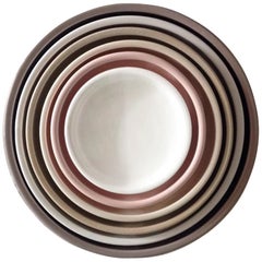 21st Century Ceramic Set of 6 Concentric Serving Round Dishes Made in Italy