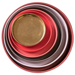 21st Century Ceramic Set of 6 Pieces Serving Round Dishes Handmade Made in Italy