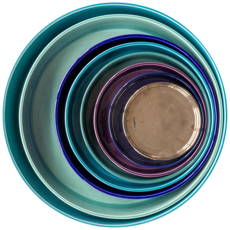 21st Century Ceramic Set Concentrics Serving Dishes Trays Made in Italy