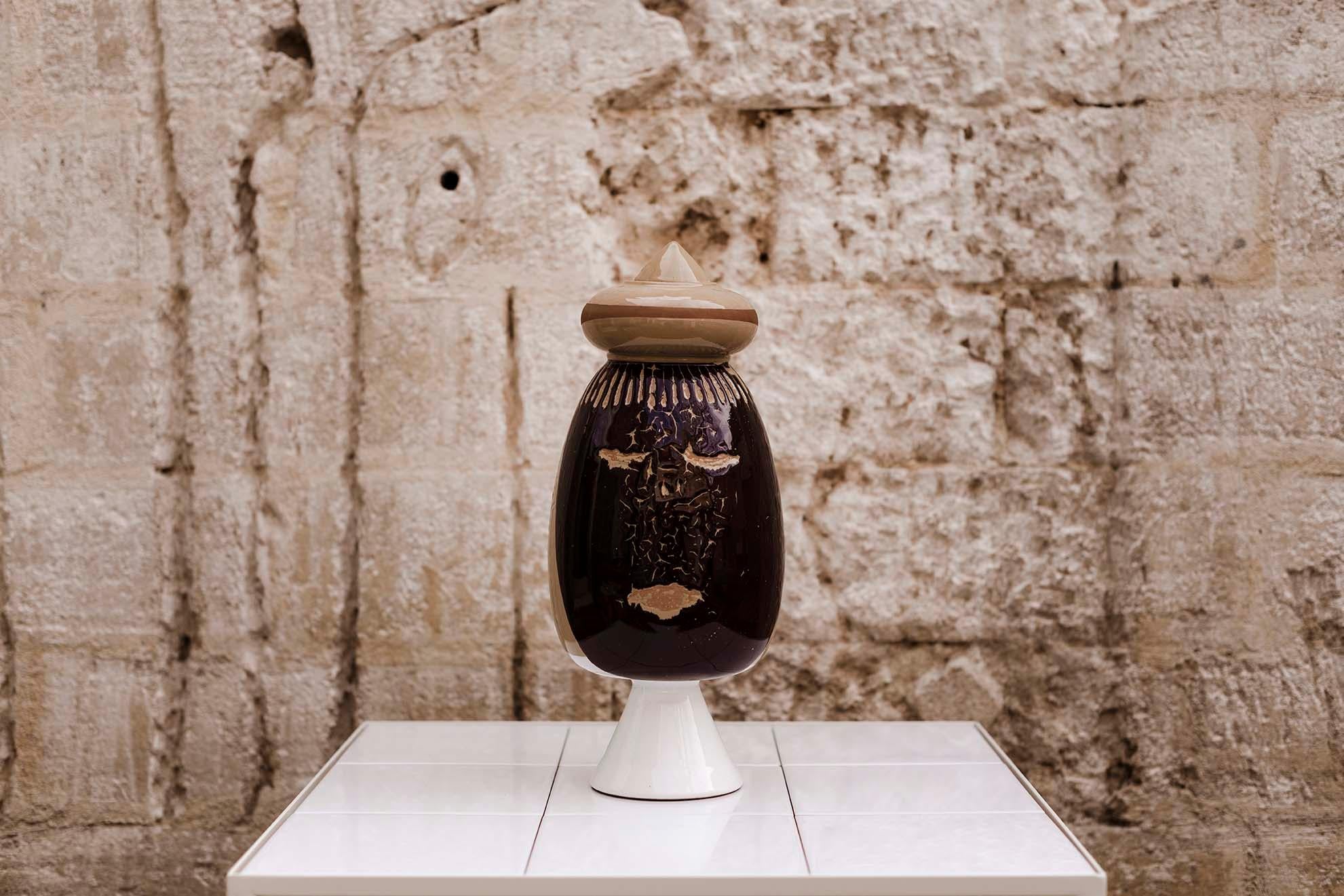 Moderne Vase en céramique du 21e siècle de la série Kiasmo «igh » du designer Vincenzo D'alba en vente