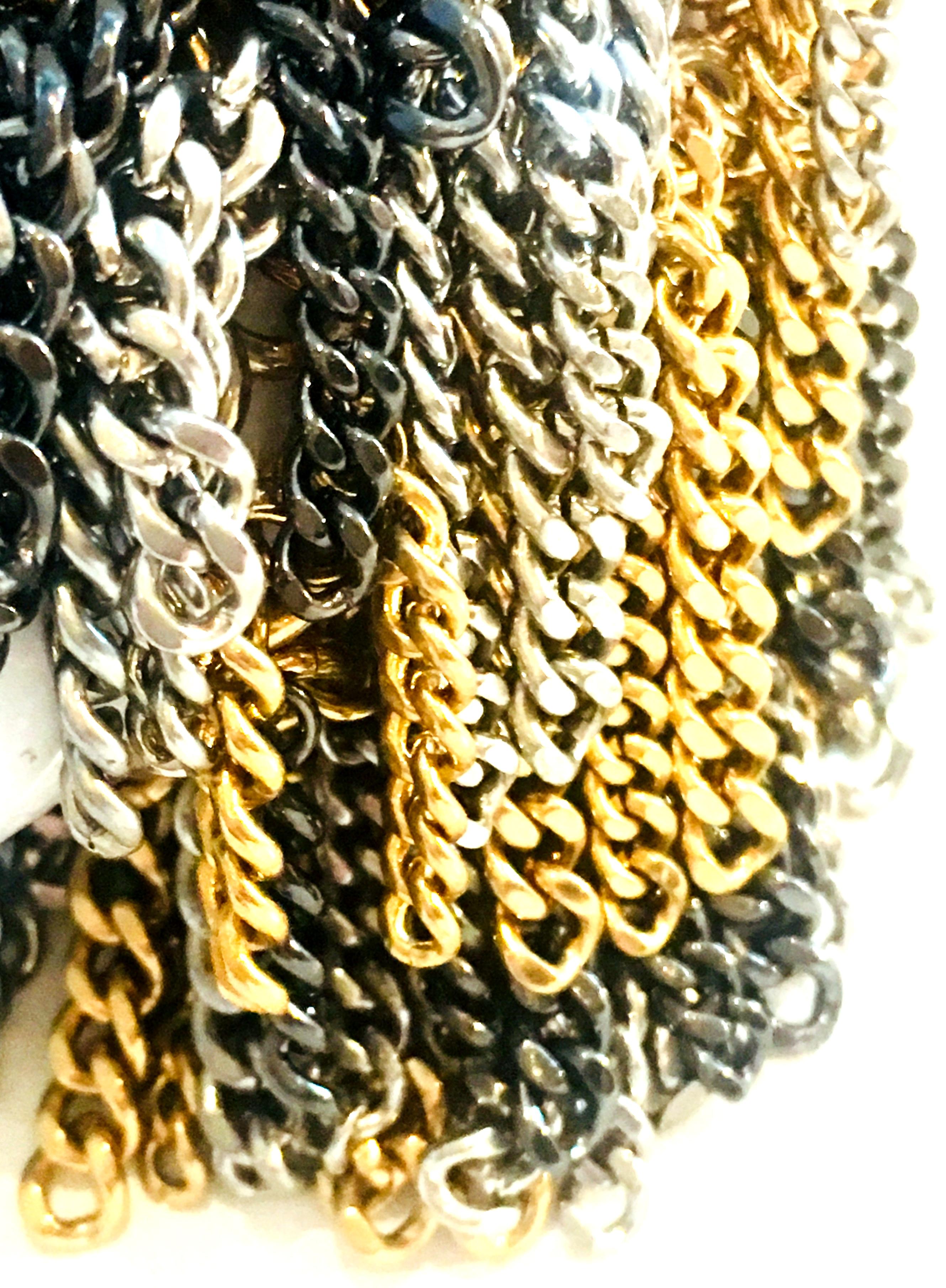 21st Century Chain Link Metal 3 Tone Fringe Bracelet For Sale 3