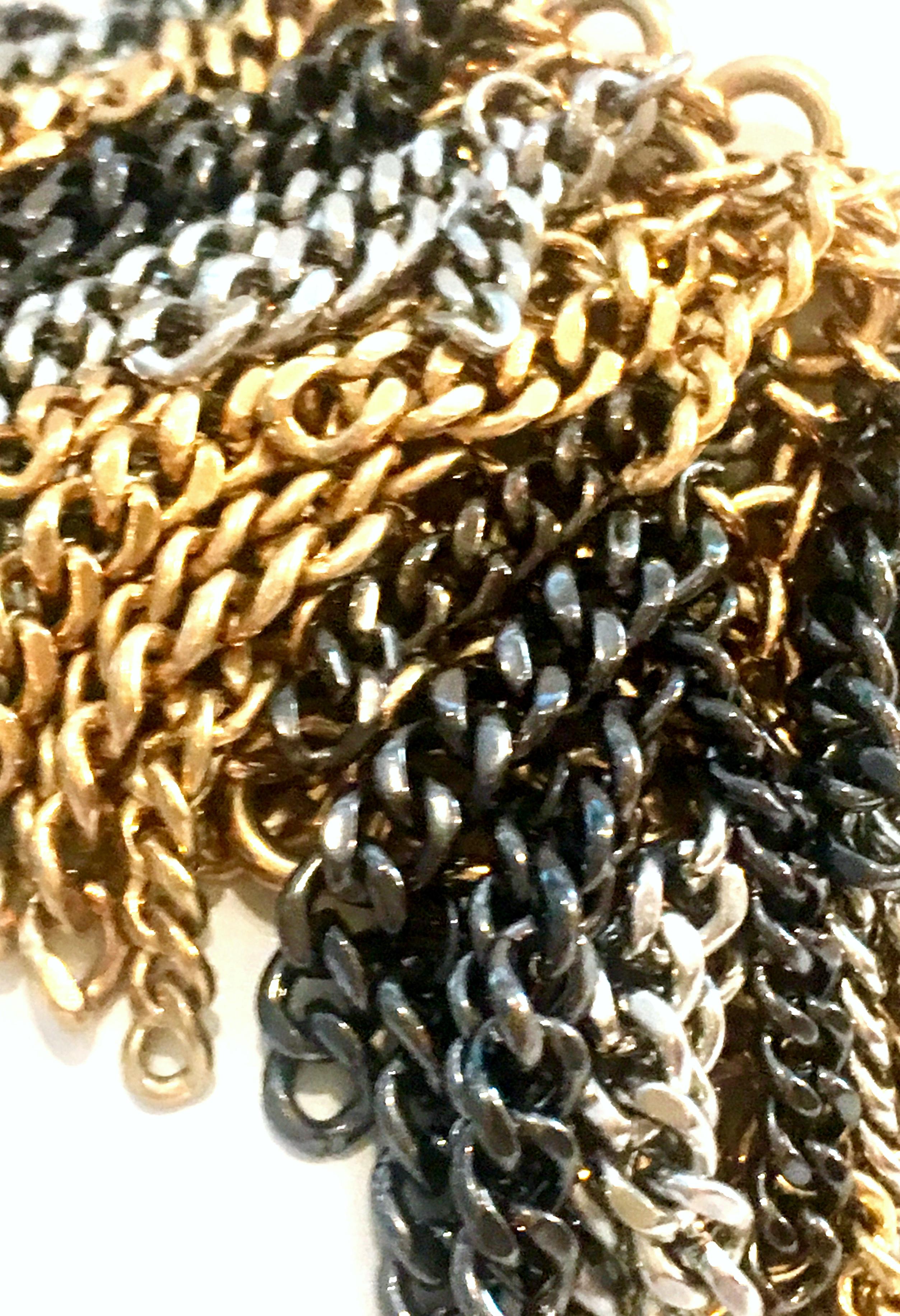 21st Century Chain Link Metal 3 Tone Fringe Bracelet For Sale 4