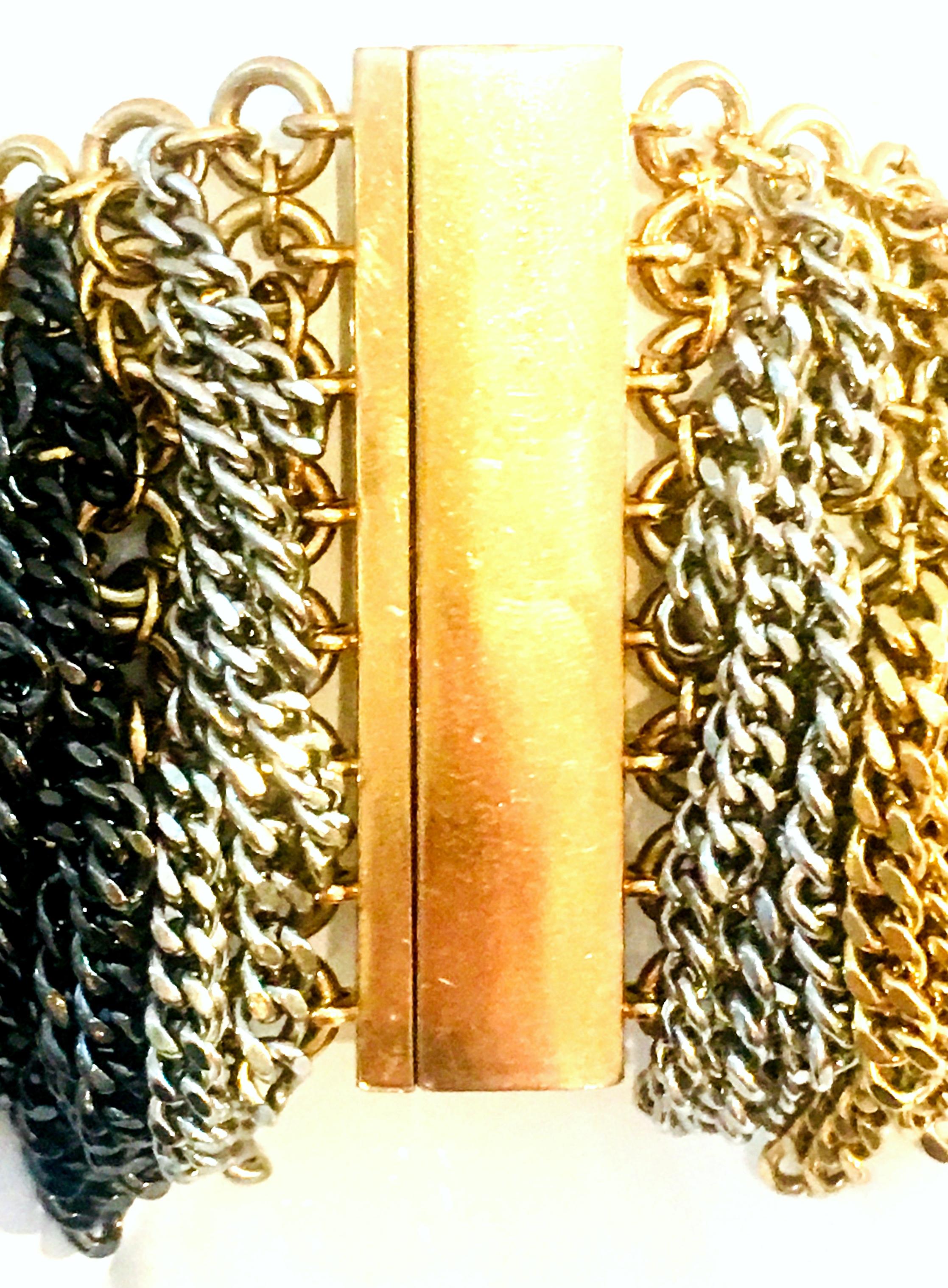 21st Century Chain Link Metal 3 Tone Fringe Bracelet For Sale 5