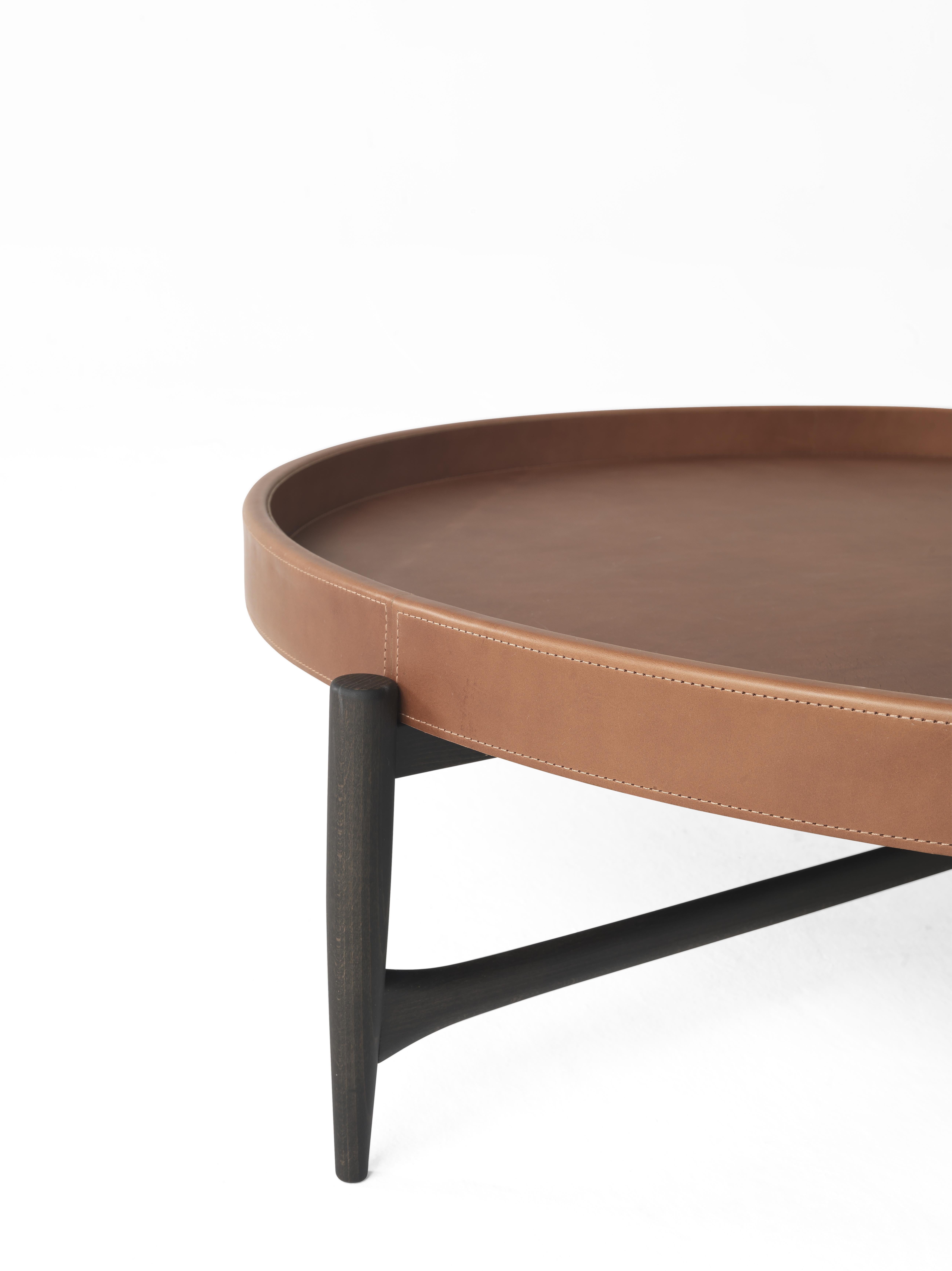 Italian 21st Century Chambers Central Table in Saddle Leather by Gianfranco Ferré Home For Sale