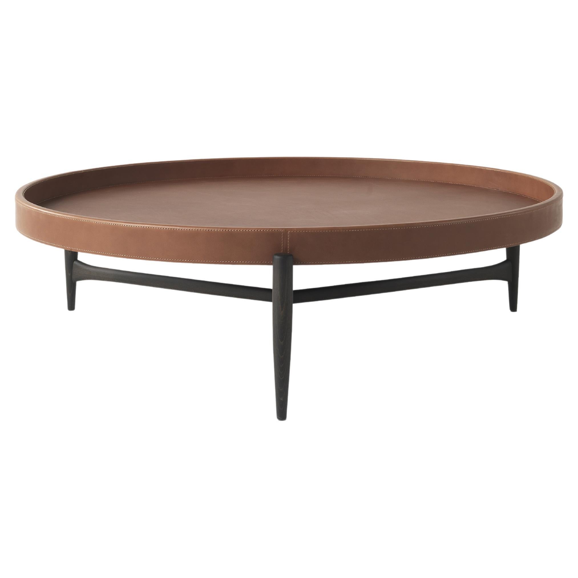 21st Century Chambers Central Table in Saddle Leather by Gianfranco Ferré Home
