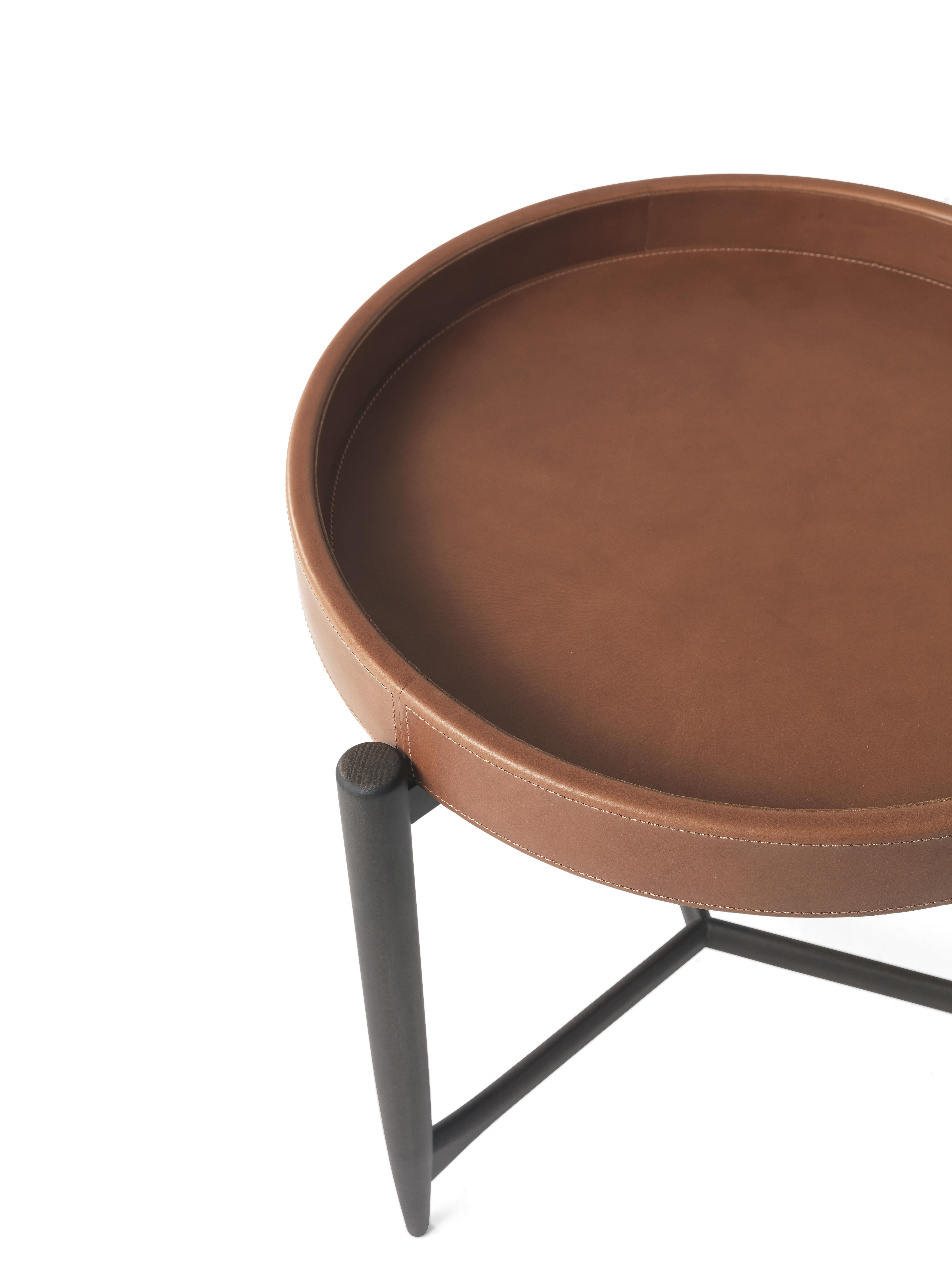 Italian 21st Century Chambers Side Table in Saddle Leather by Gianfranco Ferré Home For Sale