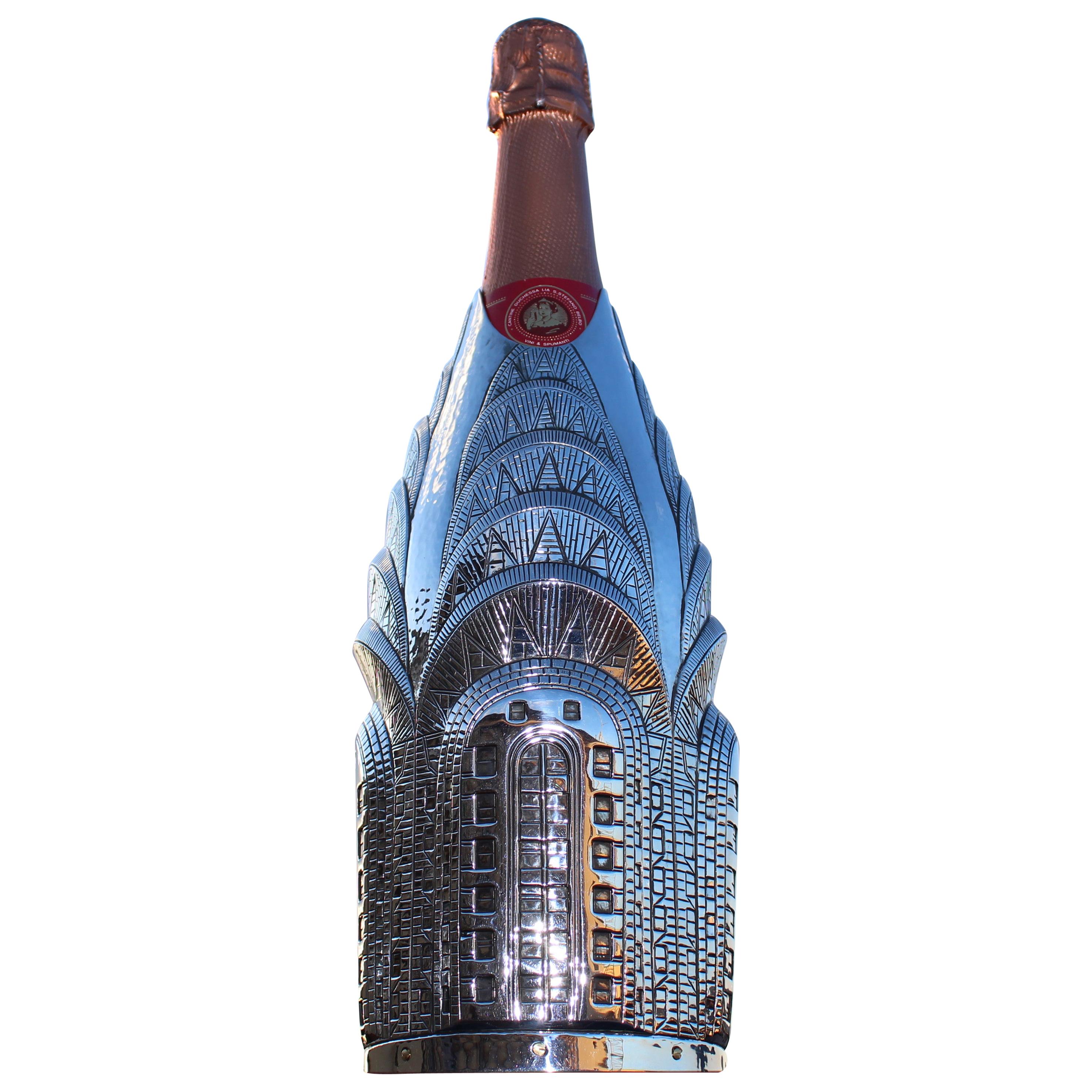 Champagne du 21e siècle en argent pur massif, Chrysler Building, Italie en vente