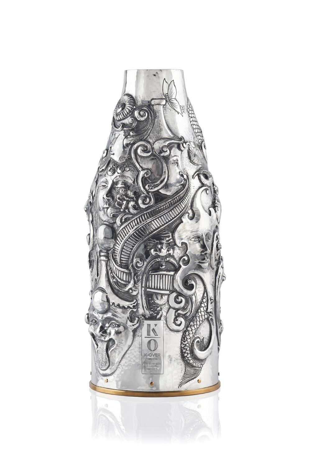 Champagne Bottle Cover, Luxury Art Accessories, Solid silver, Fantasy, Italy For Sale 10