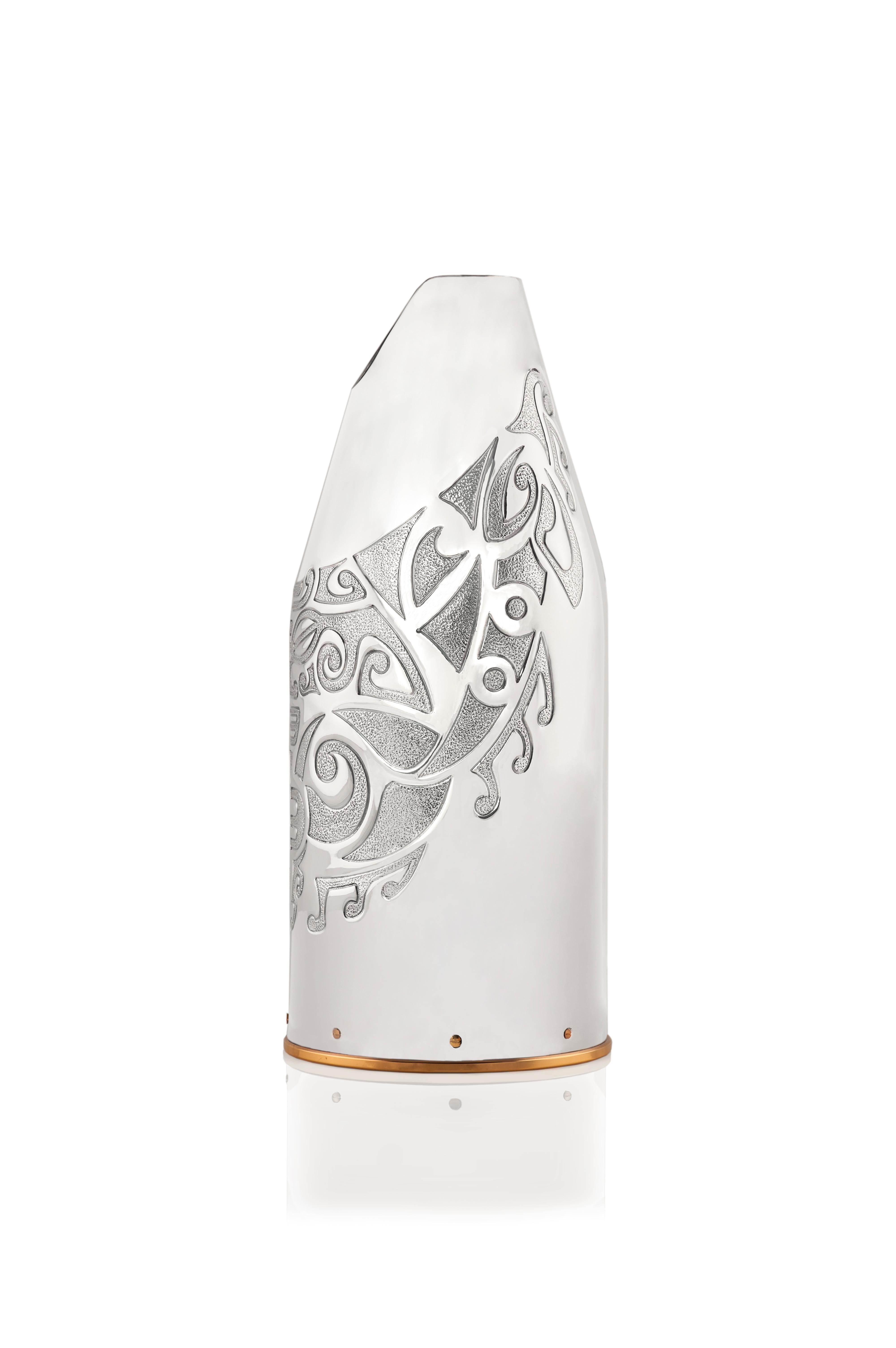 Champagne Bottle K-Over, Corporate Gift, Maori, Solid silver, Made in Italy For Sale 1