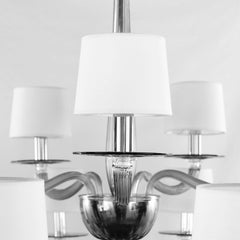 Lustre du 21e siècle 10+5 lumières en verre de Murano gris par Multiforme